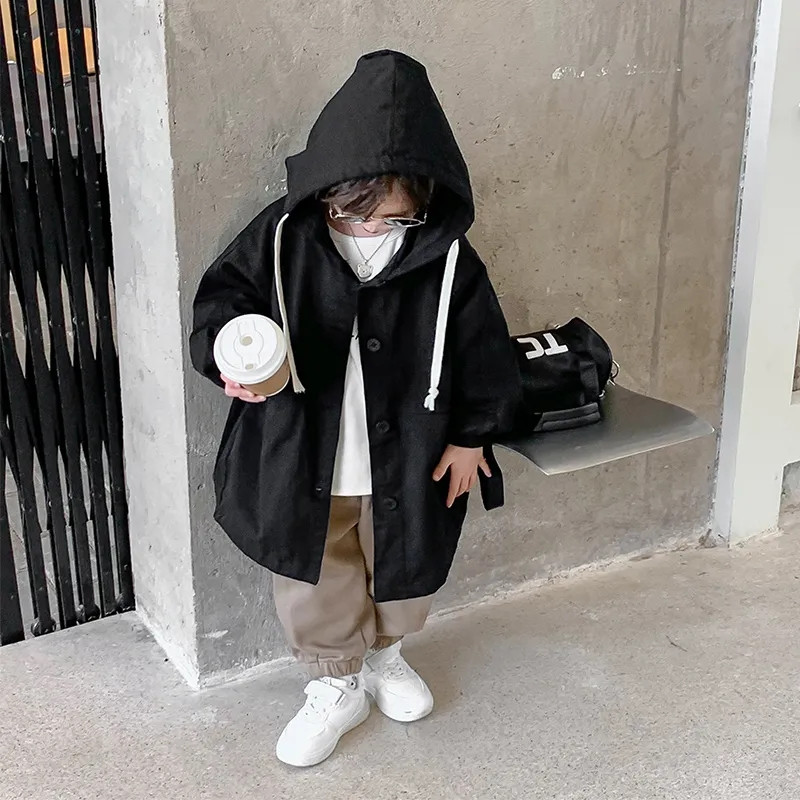 Jesenske pamučne jakne s kapuljačom za dječake, dječje labave, ležerne majice s kapuljačom, vjetrovka, dječja jesenja gornja odjeća, kaput s gumbima za 1-10