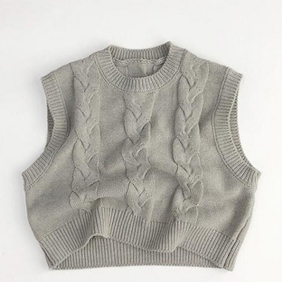 Beebitüdrukute poiste kuduv kampsun varrukateta ühevärviline Beebitüdrukute poiste vest Sügiskevadine laste kudumine kampsun mantel Vest