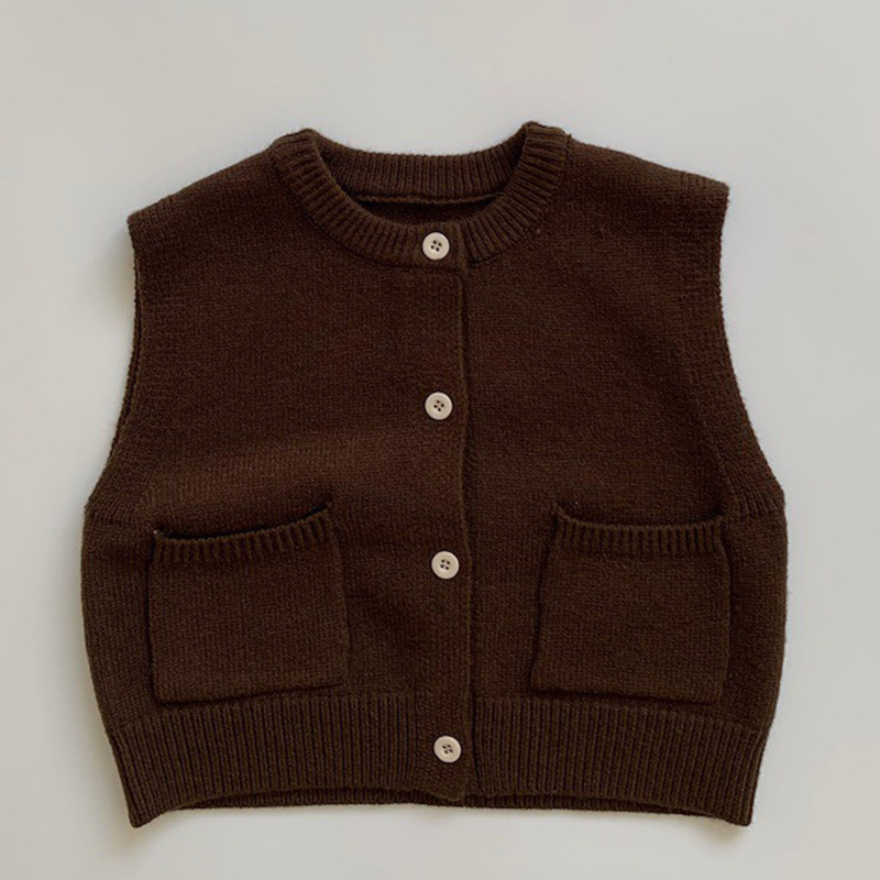 Beebitüdrukute poiste kuduv kampsun varrukateta ühevärviline Beebitüdrukute poiste vest Sügiskevadine laste kudumine kampsun mantel Vest