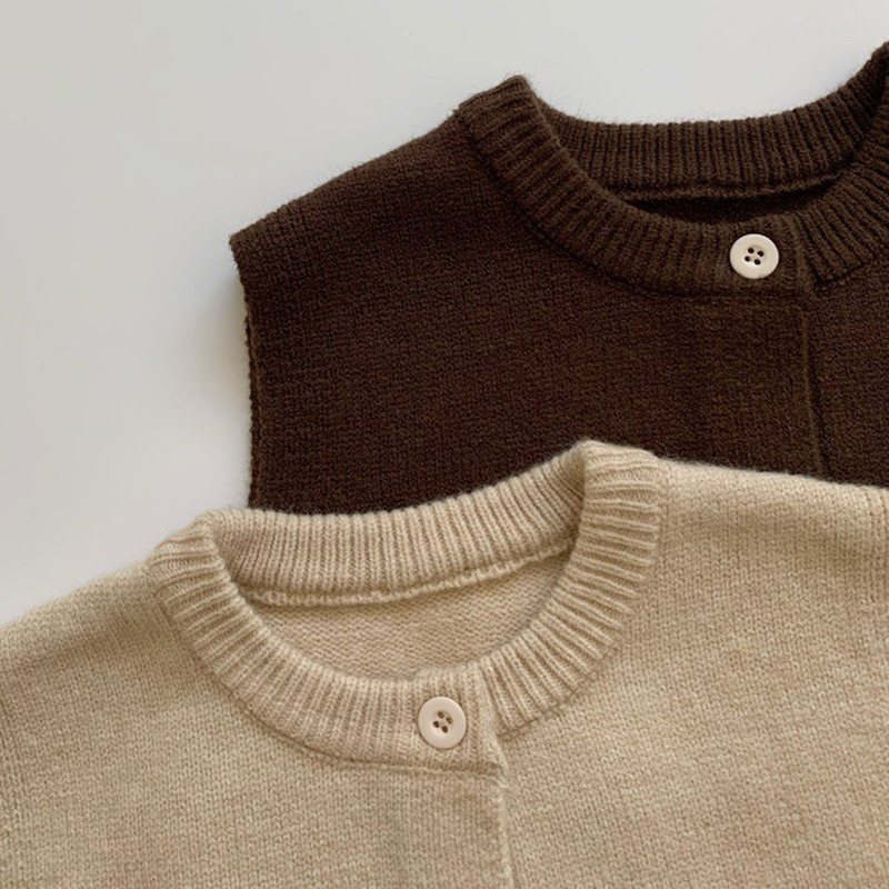 Beebitüdrukute poiste kuduv kampsun varrukateta ühevärviline Beebitüdrukute poiste vest Sügiskevadine laste kudumine kampsun mantel Vest