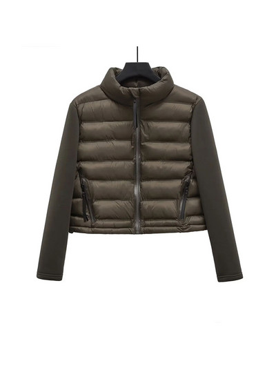 Nlzgmsj TRAF Patchwork Jesen Zima Parka Kaput Ženski 2023 Vintage Slim Down Kaputi Zatvarači Jakna sa samostojećim ovratnikom za žene