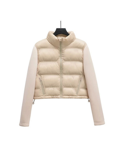 Nlzgmsj TRAF Patchwork Jesen Zima Parka Kaput Ženski 2023 Vintage Slim Down Kaputi Zatvarači Jakna sa samostojećim ovratnikom za žene