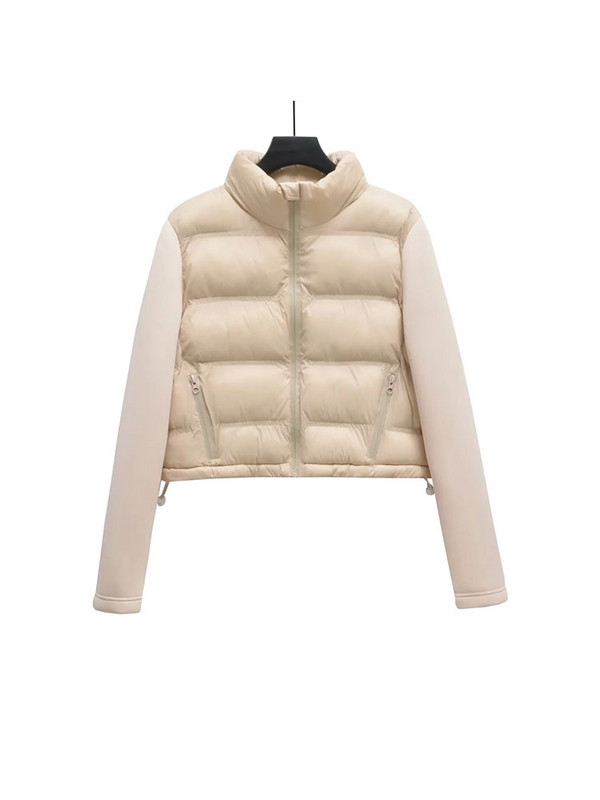 Nlzgmsj TRAF Patchwork Jesen Zima Parka Kaput Ženski 2023 Vintage Slim Down Kaputi Zatvarači Jakna sa samostojećim ovratnikom za žene