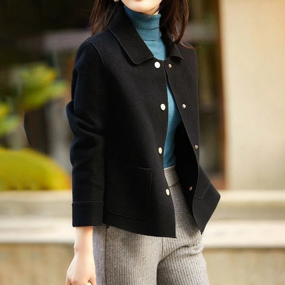 Modni vuneni kaput ženski kratki jednobojni kaput široki kaput korejske jakne zimske ležerne zimske obične vintage