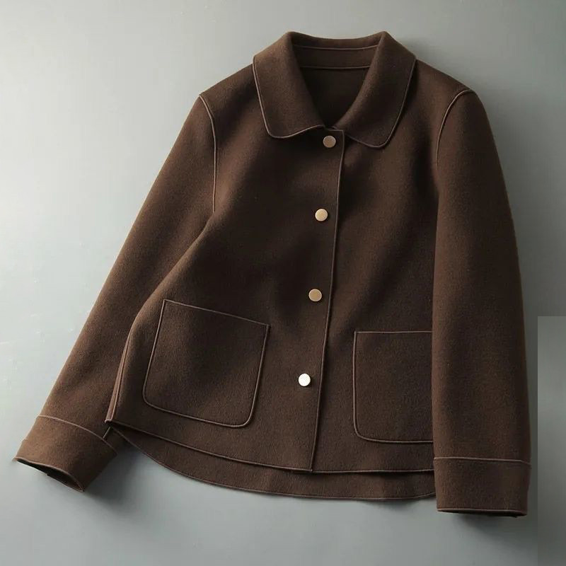 Modni vuneni kaput ženski kratki jednobojni kaput široki kaput korejske jakne zimske ležerne zimske obične vintage