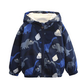 2-6G pavasaris rudens bērnu apģērbi zēniem jakas bērniem ar kapuci ar rāvējslēdzēju vējjaka Toddler dinozauru ūdensnecaurlaidīga jaka zēniem