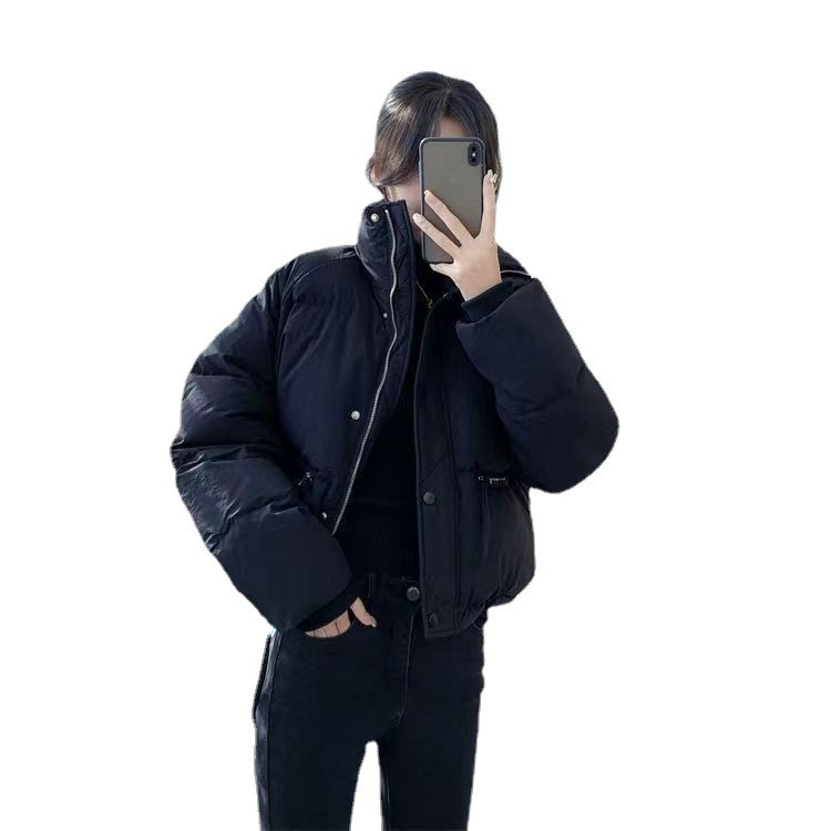 Jachetă de iarnă nouă pentru femei, 2023, haină scurtă din bumbac, cu guler în picioare, haină de iarnă, largi, de dimensiuni mari, parkas, haină pentru femei, haină solidă.