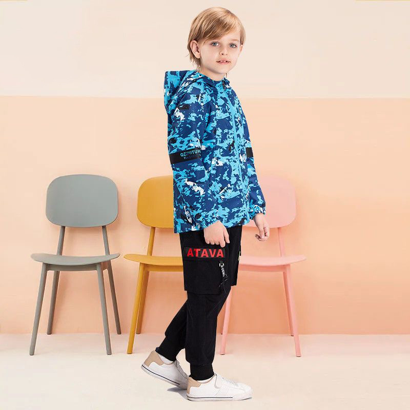 Djeca Dječaci Proljeće Jesen Dječja vjetrootporna vodootporna jakna s kapuljačom iz crtića Muška dječja ležerna dječja odjeća Gornja odjeća