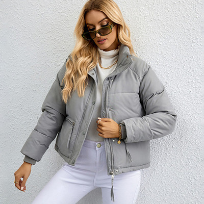 Ženske kratke parke jakne Jesen Zima 2023. Ležerna odjeća s podebljanim džepovima Ženska ležerna topla snježna jakna Pamučno podstavljeni kaputi