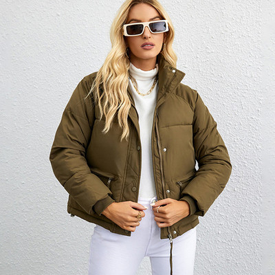 Ženske kratke parke jakne Jesen Zima 2023. Ležerna odjeća s podebljanim džepovima Ženska ležerna topla snježna jakna Pamučno podstavljeni kaputi