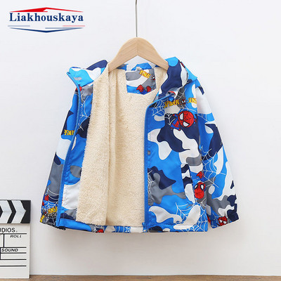 Jachetă fleece pentru copii, băiat, toamnă, iarnă, design de dinozaur pentru bebeluși, haine pentru copii mici, plus îmbrăcăminte exterioară cu glugă îngroșată, parka, haine pentru sugari