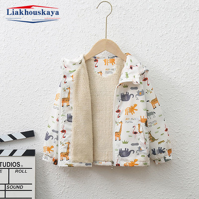 Jachetă fleece pentru copii, băiat, toamnă, iarnă, design de dinozaur pentru bebeluși, haine pentru copii mici, plus îmbrăcăminte exterioară cu glugă îngroșată, parka, haine pentru sugari