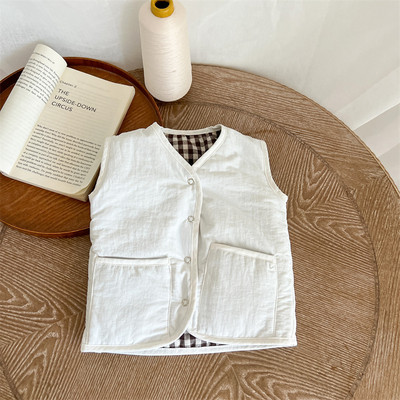 Dječji prsluk za dječake Djevojčice Gornja odjeća Jesen Zima Debeli prsluk bez rukava s V izrezom Odjeća za novorođenče Pamučne jakne