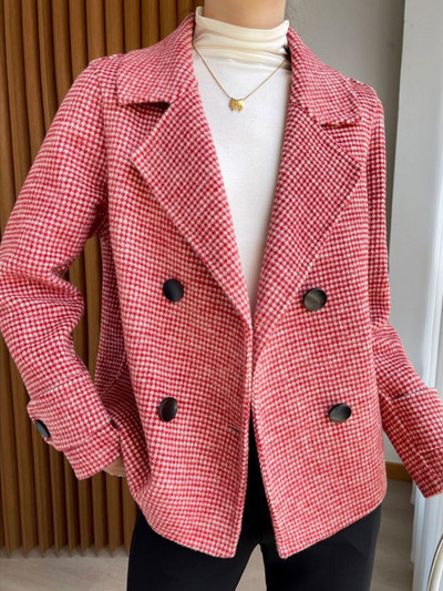 Paltoane de iarnă pentru femei 2023, calduroase, elegante, în carouri, jachetă scurtă din tweed, la modă ocazională, toamnă și iarnă, haină nouă de cașmir pentru femei