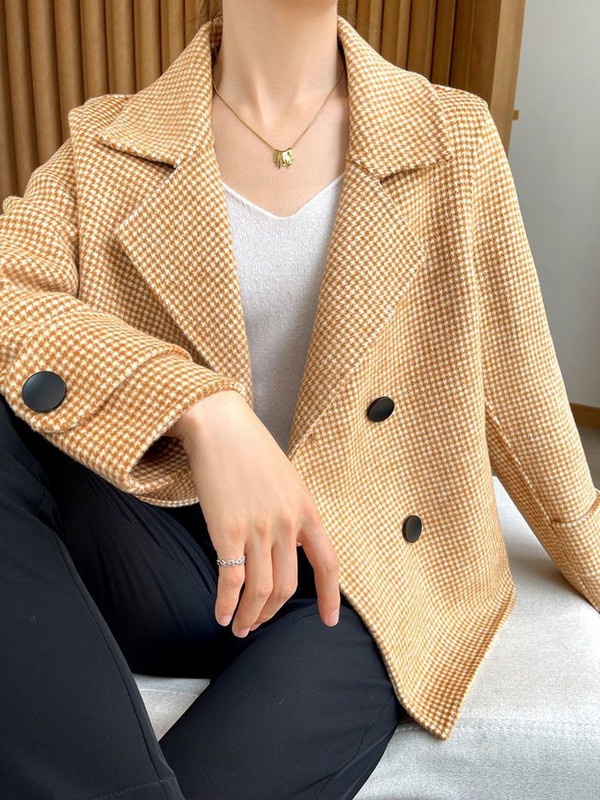 Paltoane de iarnă pentru femei 2023, calduroase, elegante, în carouri, jachetă scurtă din tweed, la modă ocazională, toamnă și iarnă, haină nouă de cașmir pentru femei