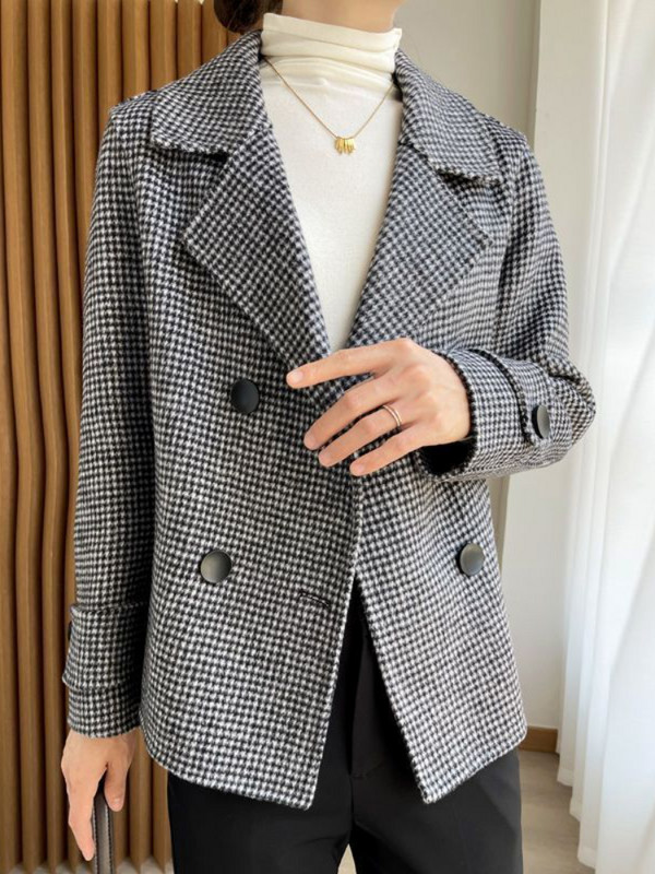 Paltoane de iarnă pentru femei 2023, calduroase, elegante, în carouri, jachetă scurtă din tweed, la modă ocazională, toamnă și iarnă, haină nouă de cașmir pentru femei