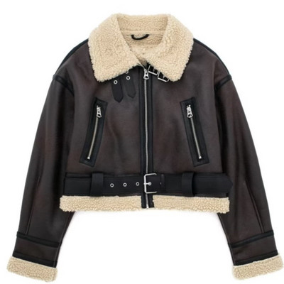 Jachetă scurtă decupată din lână de miel pentru femei, toamnă iarnă, caldă 2023, nou vintage, franțuzesc, cu rever, cu mânecă lungă, groase, pentru femei