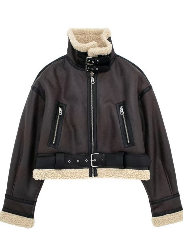 Jachetă scurtă decupată din lână de miel pentru femei, toamnă iarnă, caldă 2023, nou vintage, franțuzesc, cu rever, cu mânecă lungă, groase, pentru femei