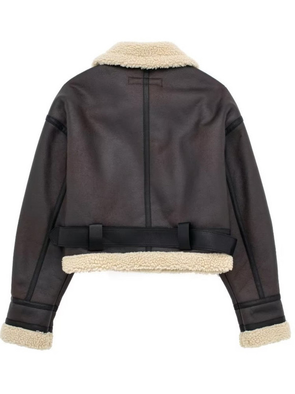 Jachetă scurtă decupată din lână de miel pentru femei, toamnă iarnă, caldă 2023, nou vintage, franțuzesc, cu rever, cu mânecă lungă, groase, pentru femei