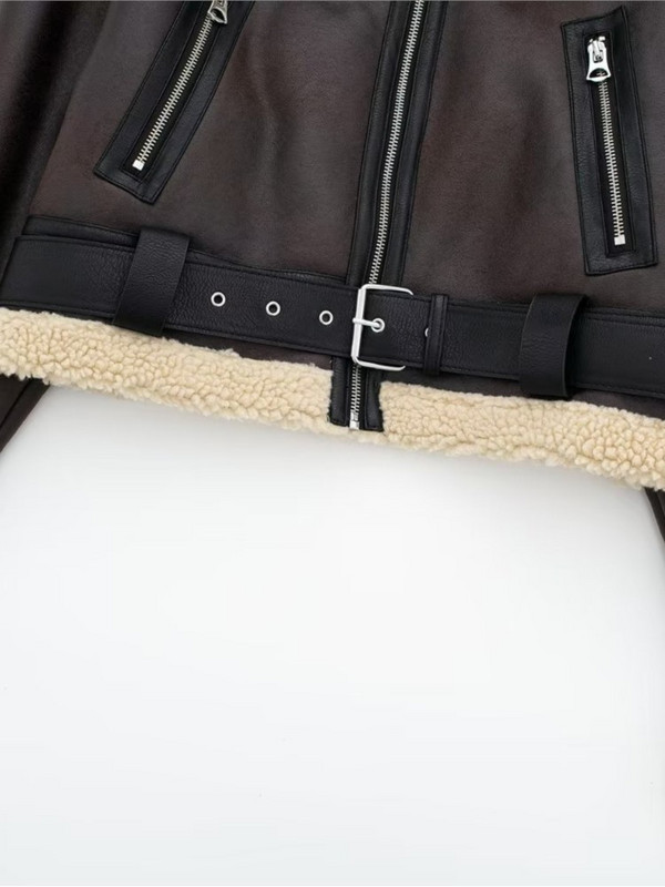 Jachetă scurtă decupată din lână de miel pentru femei, toamnă iarnă, caldă 2023, nou vintage, franțuzesc, cu rever, cu mânecă lungă, groase, pentru femei