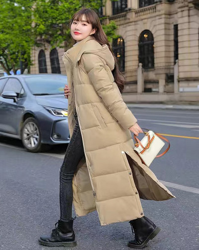 Zimske duge parke s kapuljačom Ženska donja pamučna snježna odjeća Gornji kaput Deblje tople jakne s podijeljenim stranama Nove široke pamučne podstavljene chaqueta