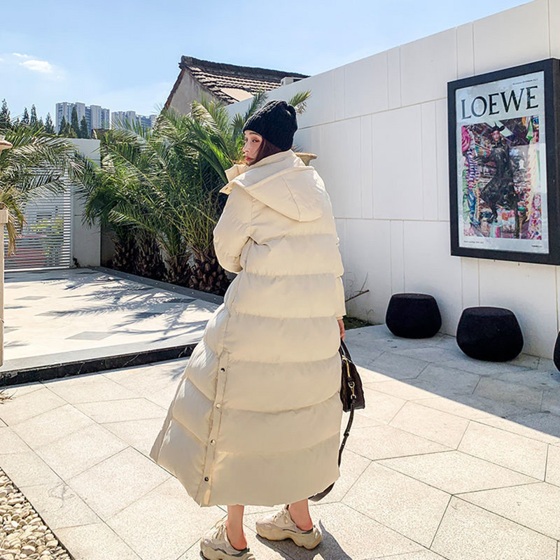 Zimske duge parke s kapuljačom Ženska donja pamučna snježna odjeća Gornji kaput Deblje tople jakne s podijeljenim stranama Nove široke pamučne podstavljene chaqueta