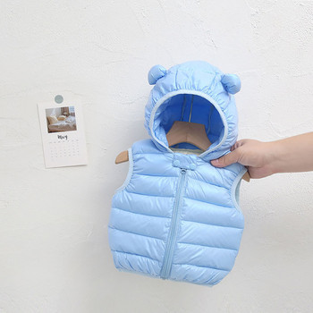 Ветроустойчива водоустойчива детска плътна анимационна мечешки уши с качулка Зимни облекла Топла памучна жилетка за бебета, момчета, момичета, детски дрехи