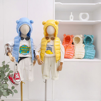 Ветроустойчива водоустойчива детска плътна анимационна мечешки уши с качулка Зимни облекла Топла памучна жилетка за бебета, момчета, момичета, детски дрехи
