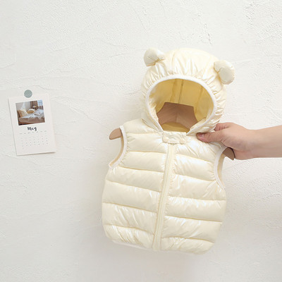 Vjetrootporan, vodootporan, dječji jednobojni zimski kaputi s medvjeđim ušima, topli pamučni prsluk za dječake i djevojčice, dječja odjeća