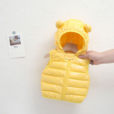 Vjetrootporan, vodootporan, dječji jednobojni zimski kaputi s medvjeđim ušima, topli pamučni prsluk za dječake i djevojčice, dječja odjeća