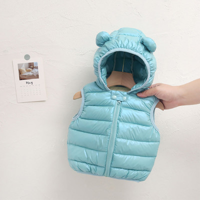 Vjetrootporan, vodootporan, dječji jednobojni zimski kaputi s medvjeđim ušima, topli pamučni prsluk za dječake i djevojčice, dječja odjeća