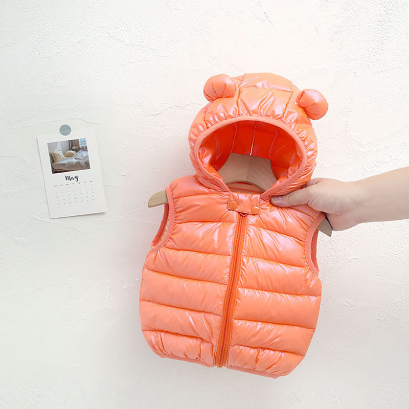 Vjetrootporan, vodootporan, dječji jednobojni zimski kaputi s medvjeđim ušima, topli pamučni prsluk za dječake i djevojčice, dječja odjeća