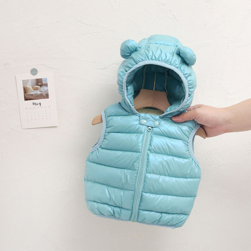 Vjetrootporan, vodootporan, dječji jednobojni zimski kaputi s medvjeđim ušima, topli pamučni prsluk za dječake i djevojčice, dječja odjeća