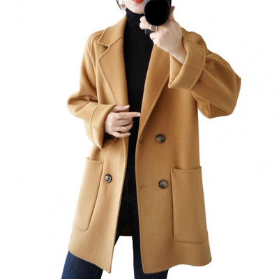 Kardigan, elegantni urezani ovratnik, ženski kaput, gumbi, zimski kaput, dvoredno kopčanje, ženski odjevni predmet