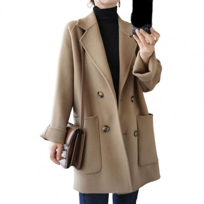 Kardigan, elegantni urezani ovratnik, ženski kaput, gumbi, zimski kaput, dvoredno kopčanje, ženski odjevni predmet