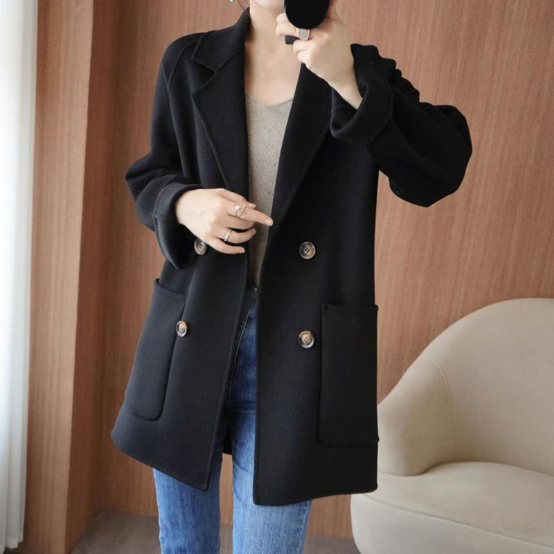 Kardigan, elegantni urezani ovratnik, ženski kaput, gumbi, zimski kaput, dvoredno kopčanje, ženski odjevni predmet