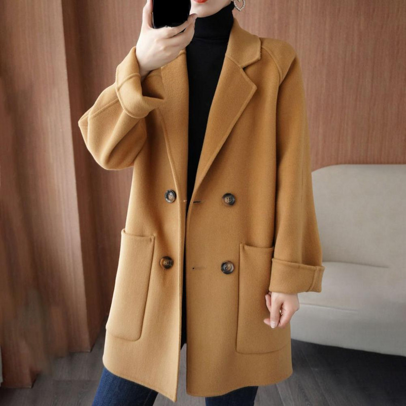 Kardigan, elegantni urezani ovratnik, ženski kaput, gumbi, zimski kaput, dvoredno kopčanje, ženski odjevni predmet