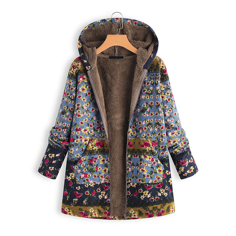 Palton căptușit gros Paltoane vintage de damă Jachete de iarnă cu glugă cu fermoar Manecă întreagă Casual Plus Size Parka de pluș Mantoane de lungime mijlocie