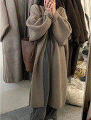 Rudens un ziemas garš trikotāžas džemperis Korejiešu lielizmēra brīvs biezināts vidēji garš džemperis Vienkrāsains vilnas džemperis