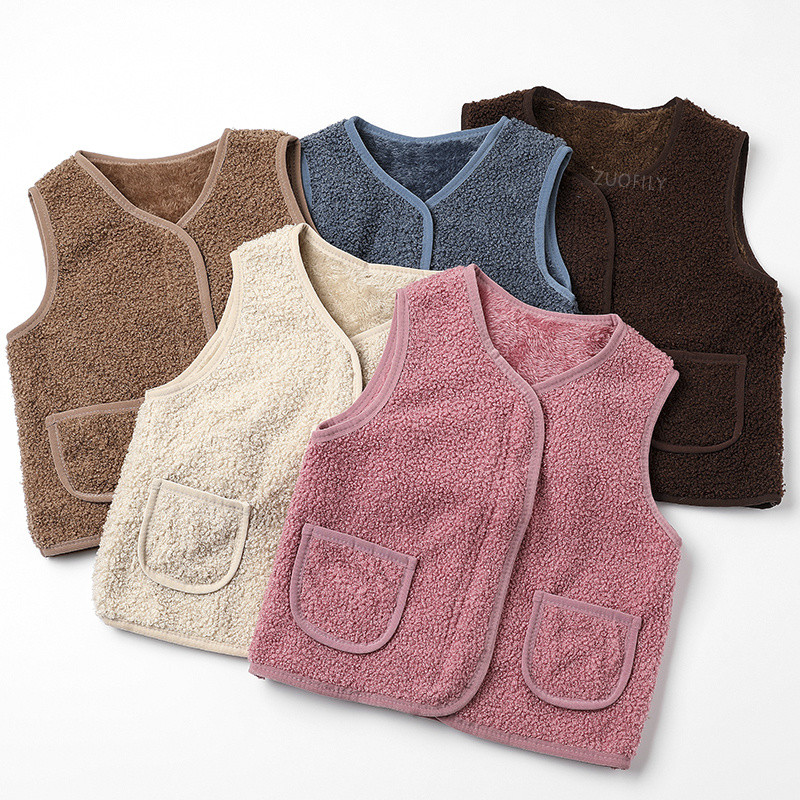 Dječji prsluk od janjetine od kašmira Jesen Zima Dječji topli pamučni prsluci Novorođeni dječaci Djevojčice Topli prsluk Jakna Dječja topla mekana odjeća