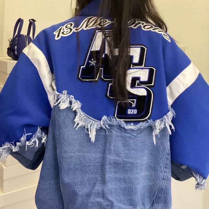 Klein plava traper prošivena bejzbolska uniforma jakna Ženska proljeće i jesen tanki rever Muška jakna za par Američki retro trend