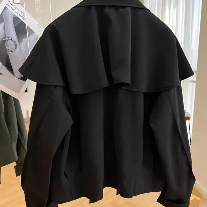 Jachetă bomber verde ocazională de epocă pentru femei, guler răsturnat, mânecă lanternă, șic, cu fermoar, haină decupată, primăvară, toamnă, haine largi