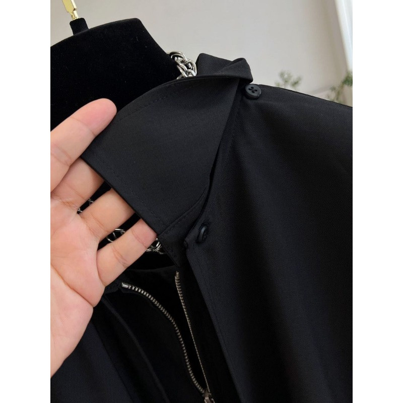 Jachetă bomber verde ocazională de epocă pentru femei, guler răsturnat, mânecă lanternă, șic, cu fermoar, haină decupată, primăvară, toamnă, haine largi