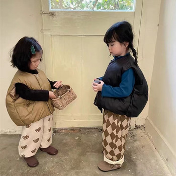 Детска жилетка 1-7 възраст Момичета Зимно топло удебелено пухено яке в корейски стил Външно яке без ръкави Beibei Fashion Kids Garments