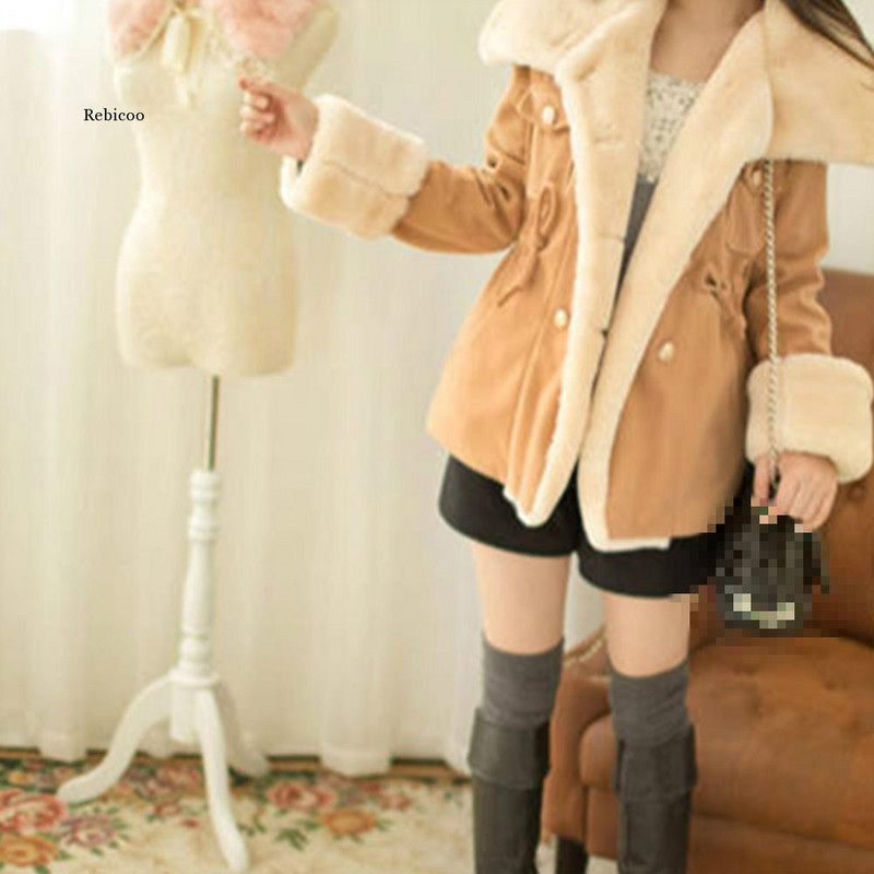 Zimski ženski dugi pamučni kaput Jakna od umjetnog krzna Debeli plišani vuneni kaput Ženski dlakavi kaput Pahuljasta topla gornja odjeća