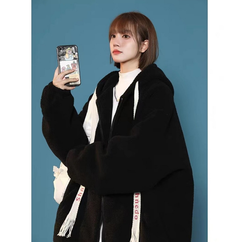 Plus veličina 6XL 150 kg Zimska pahuljasta jakna od flisa Streetwear Harajuku kaput s patentnim zatvaračem Ženske jesenske jednobojne jakne