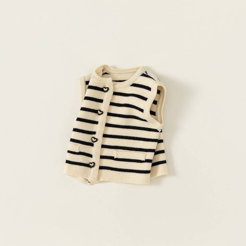 Prugasti 2023. Proljeće Jesen Novi dječji pleteni prsluk Ležerni kardigan za djevojčice Pletena odjeća Prsluci za malu djecu Dječja odjeća za 1-10 godina