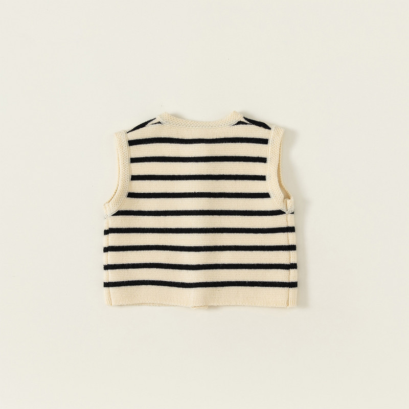 Prugasti 2023. Proljeće Jesen Novi dječji pleteni prsluk Ležerni kardigan za djevojčice Pletena odjeća Prsluci za malu djecu Dječja odjeća za 1-10 godina