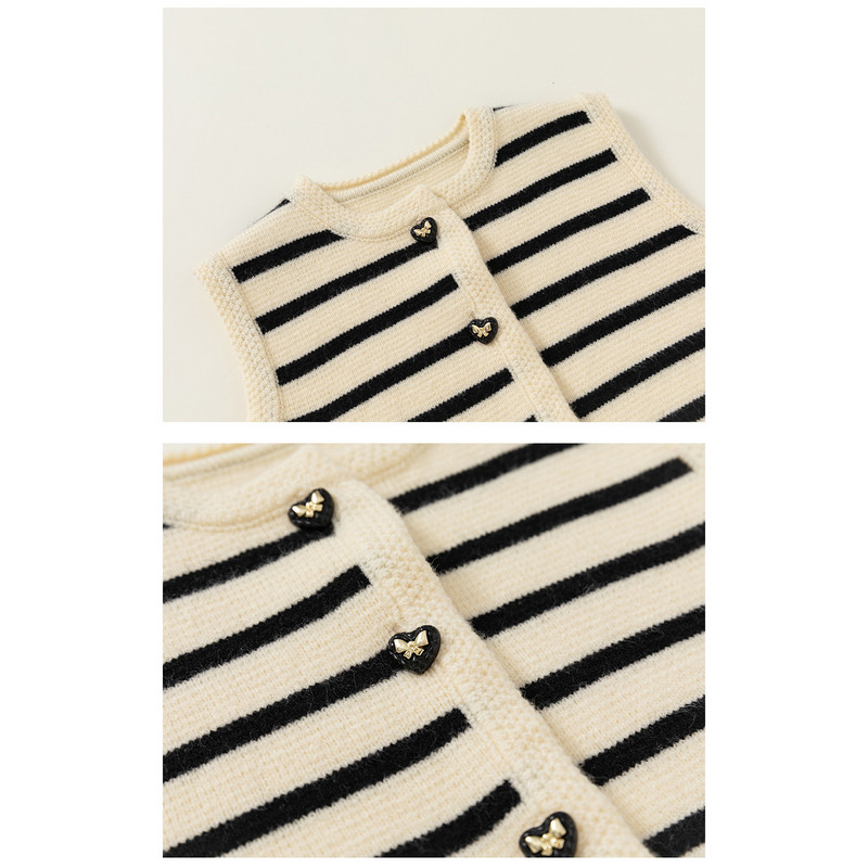 Prugasti 2023. Proljeće Jesen Novi dječji pleteni prsluk Ležerni kardigan za djevojčice Pletena odjeća Prsluci za malu djecu Dječja odjeća za 1-10 godina