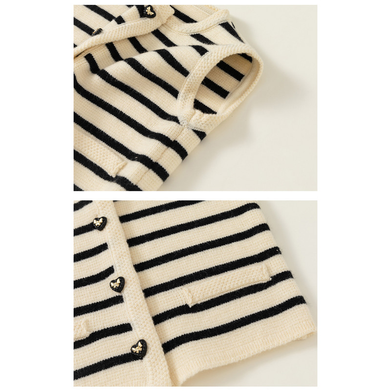 Prugasti 2023. Proljeće Jesen Novi dječji pleteni prsluk Ležerni kardigan za djevojčice Pletena odjeća Prsluci za malu djecu Dječja odjeća za 1-10 godina